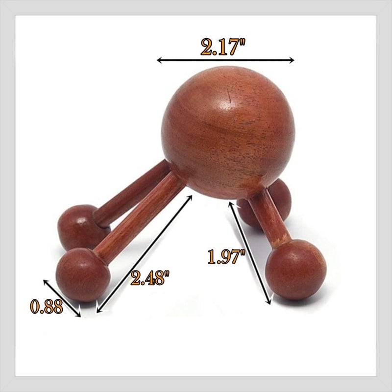 Cozinest 4 Legs Ball Spider Massager Handheld Stick for Shoulder, Back & Full Body Thai Wooden Trigger Point Reflexology Massage Tool w/Cloth Bag and Massage Manual - Image 4
